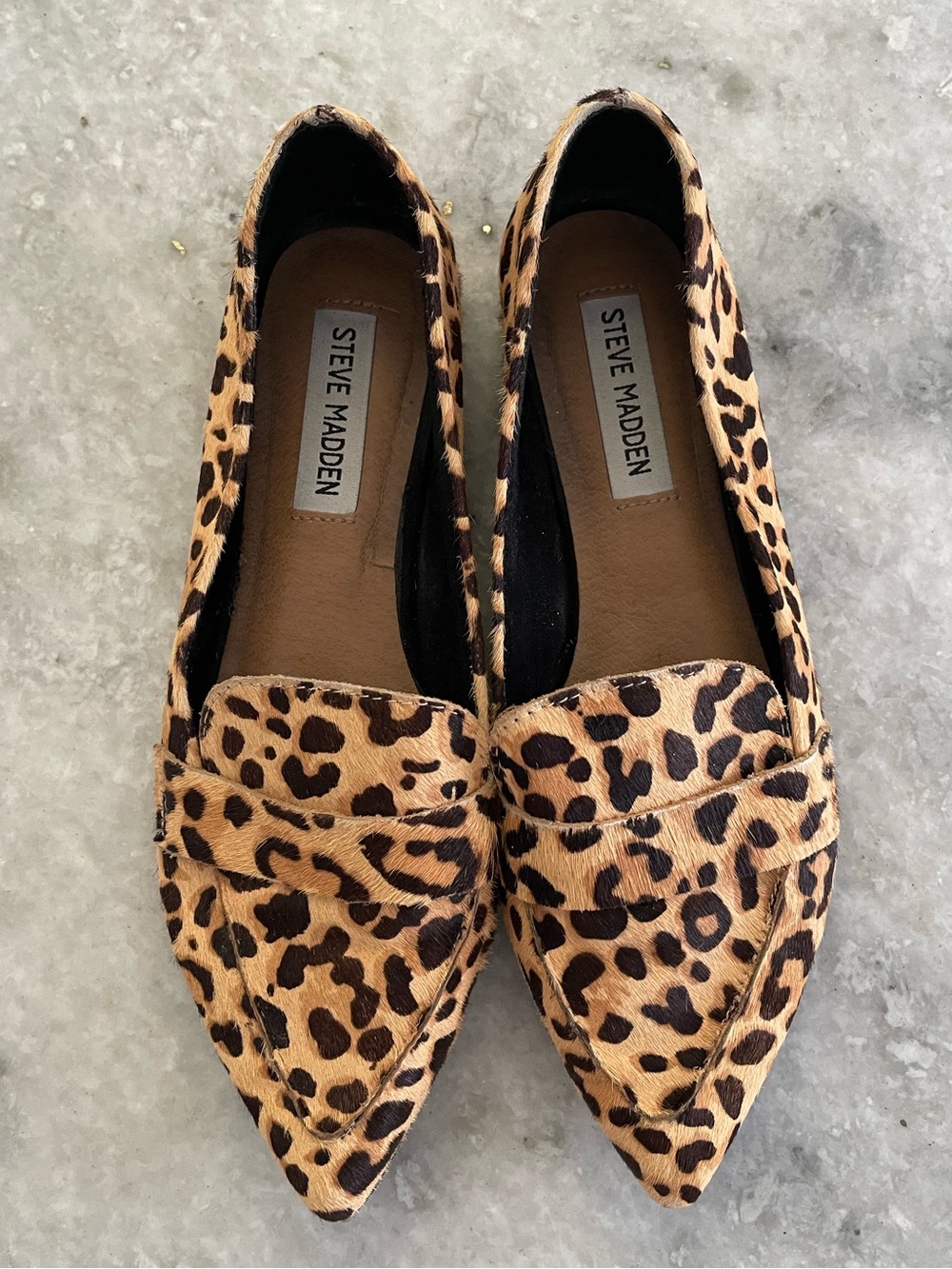 Steve Madden Feather Leopard Calf Hair Loafers